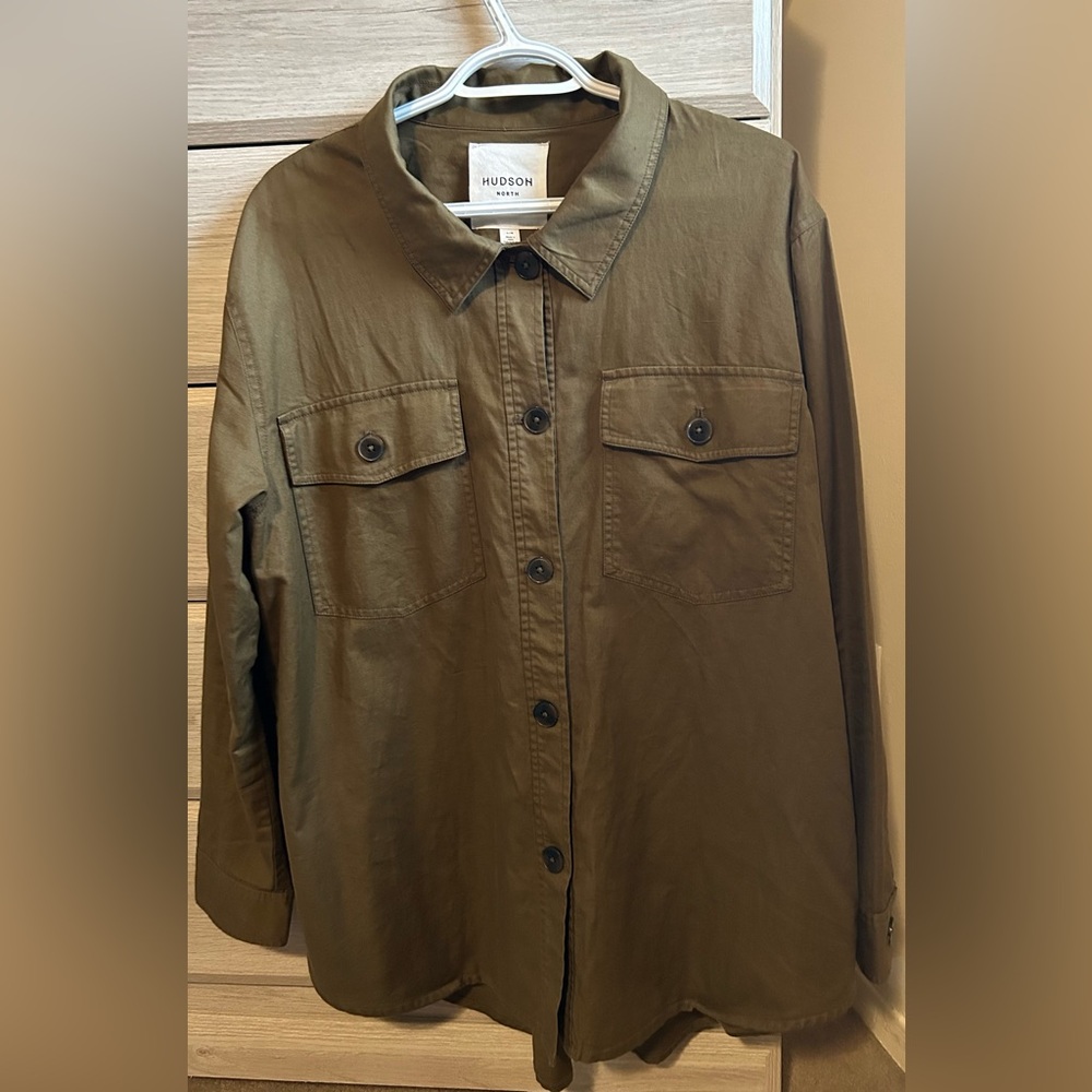 Hudson Jeans Olive Green Button-Front Utility Shirt